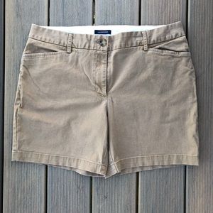 Lands’ End mid rise khaki shorts